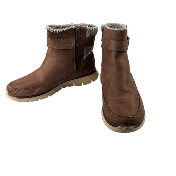 Skechers Synergy Diva Lane Ankle Boot Women 8.5 Synergy Winter Snow Brown Sherpa - Picture 1 of 12